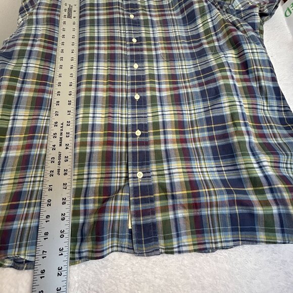 Gitman Bros Kashmyr Mens Plaid Button-Down Shirt 100% Cotton Long Sleeve Blue - Picture 7 of 7